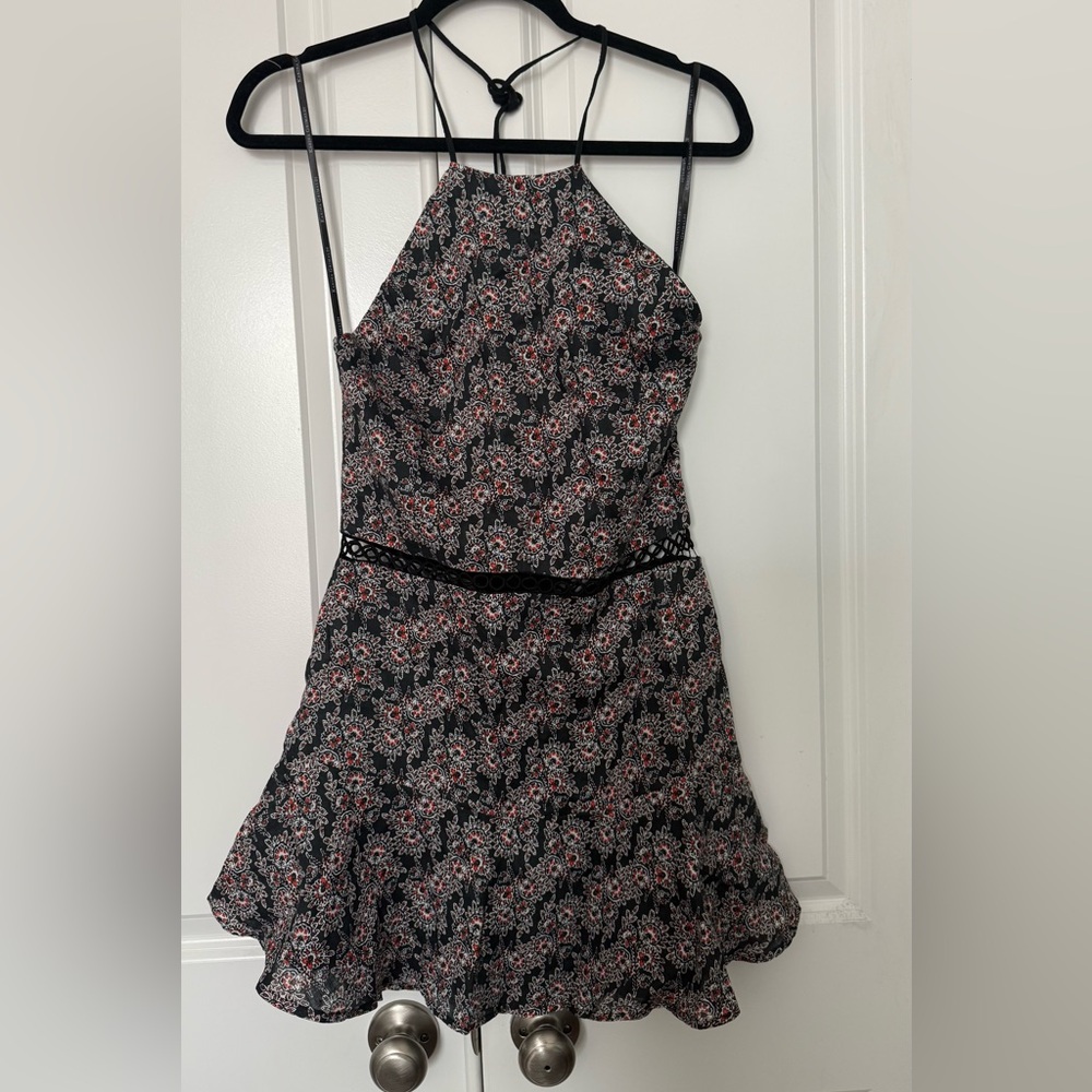 NWT Karina Grimaldi Black and Red Floral Mini Dress